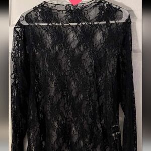 SHEIN Black Long Sleeve Lace Blouse